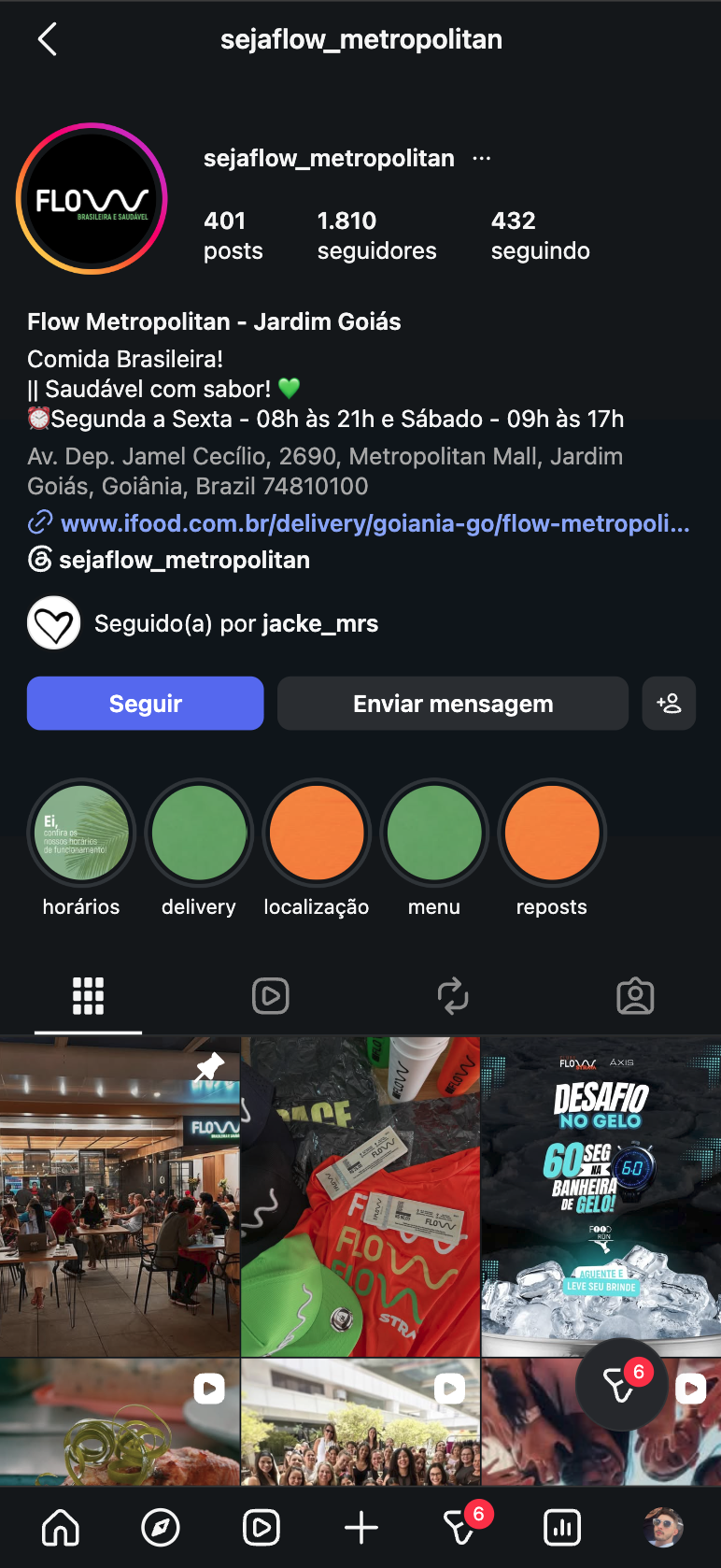 Feed atual da Flow